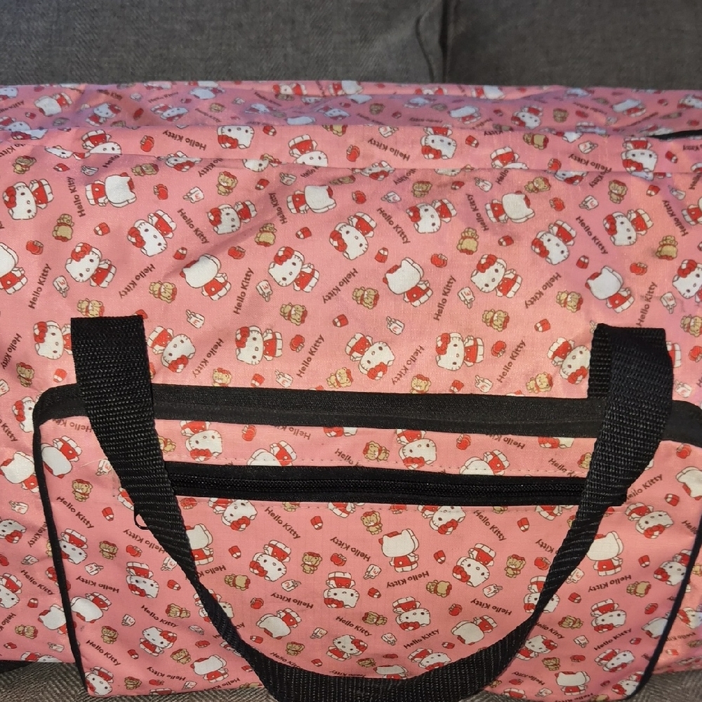 Hello Kitty Pink Travel Tote with Black Straps Dufflr Bag New